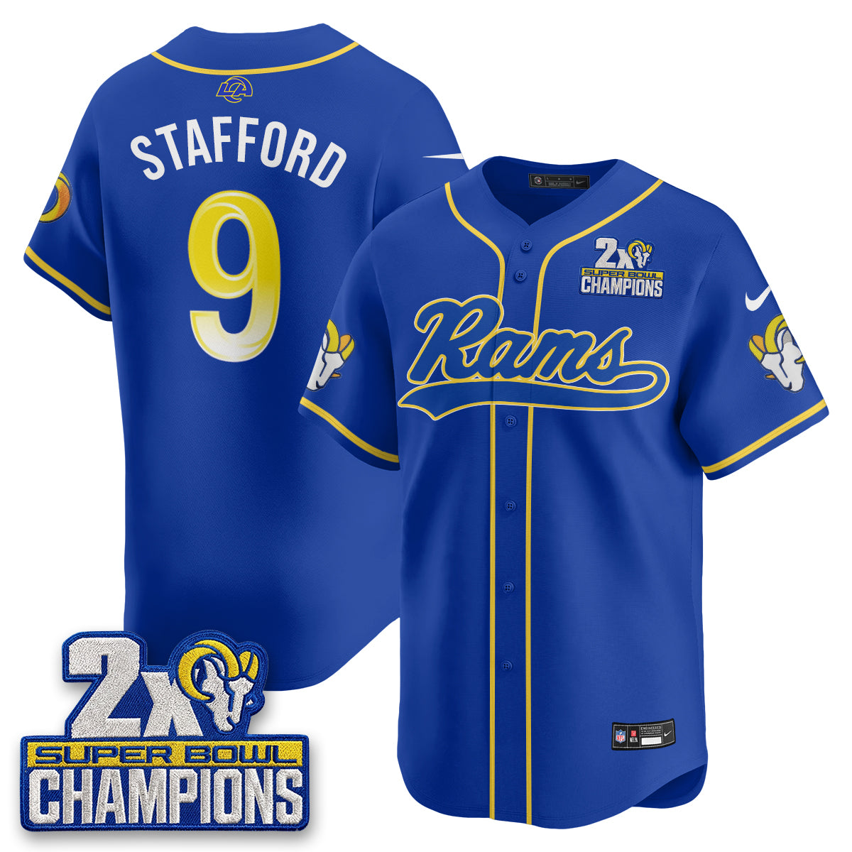 LAR 2X Champs Rivalries Baseball Vapor Jersey - Stitched