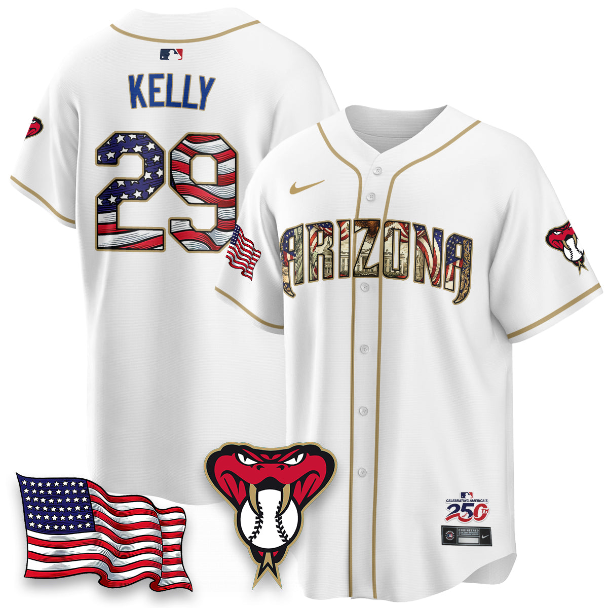 Arizona Diamondbacks 2026 Independence Day USA Vapor Limited Jersey - Stitched-NHM