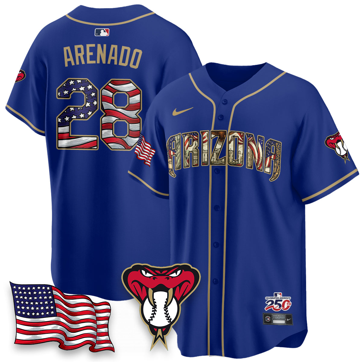 Arizona Diamondbacks 2026 Independence Day USA Vapor Limited Jersey - Stitched-NHM
