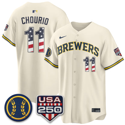 Milwaukee Brewers Fourth of July Vapor Limited Jersey - Stitched
