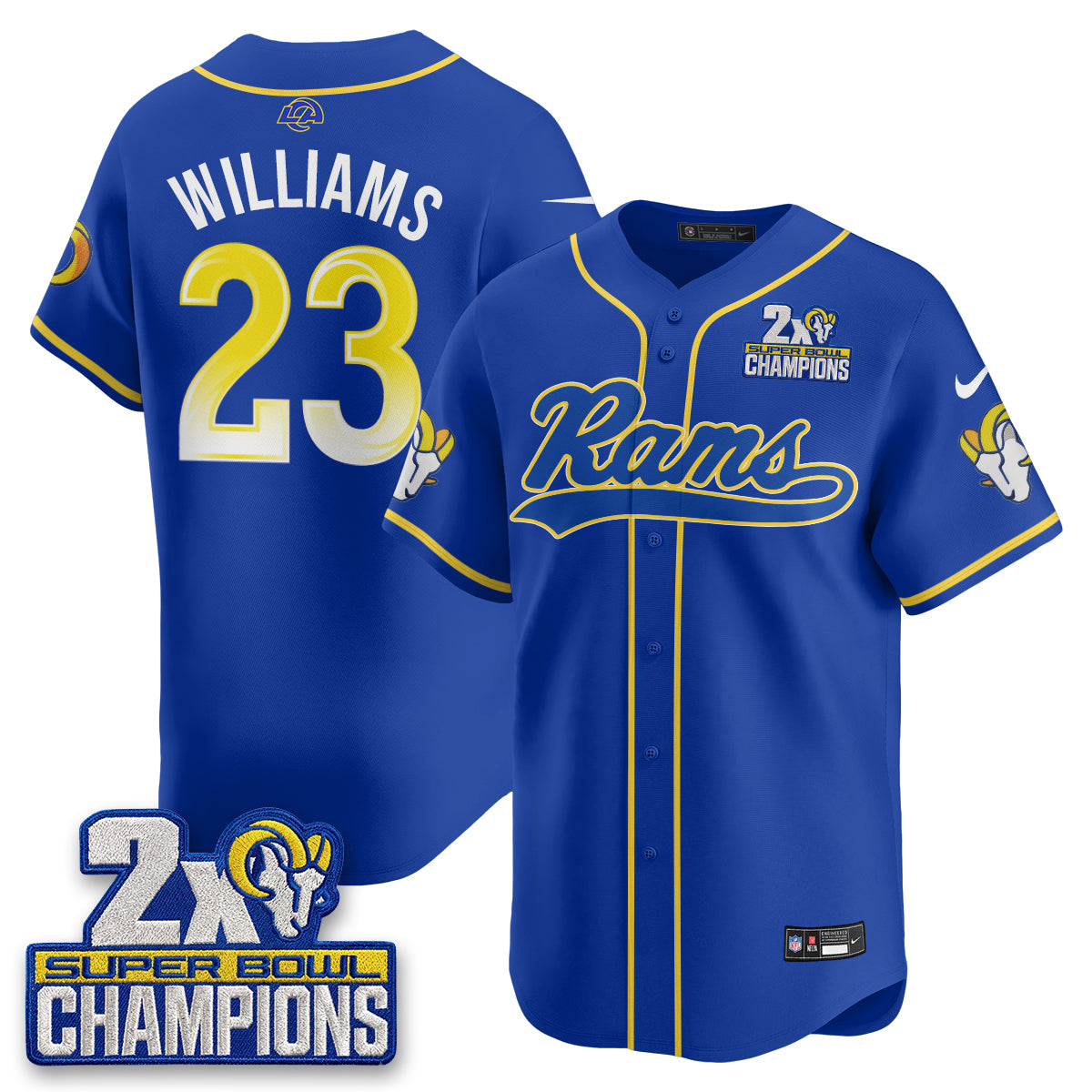 LAR 2X Champs Rivalries Baseball Vapor Jersey - Stitched
