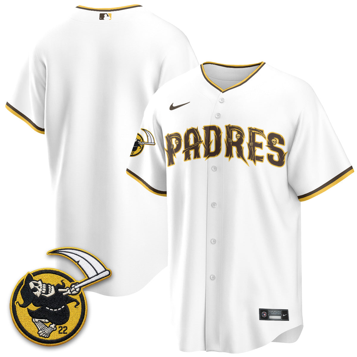 San Diego Padres x Grim Reaper Vapor Jersey - Stitched