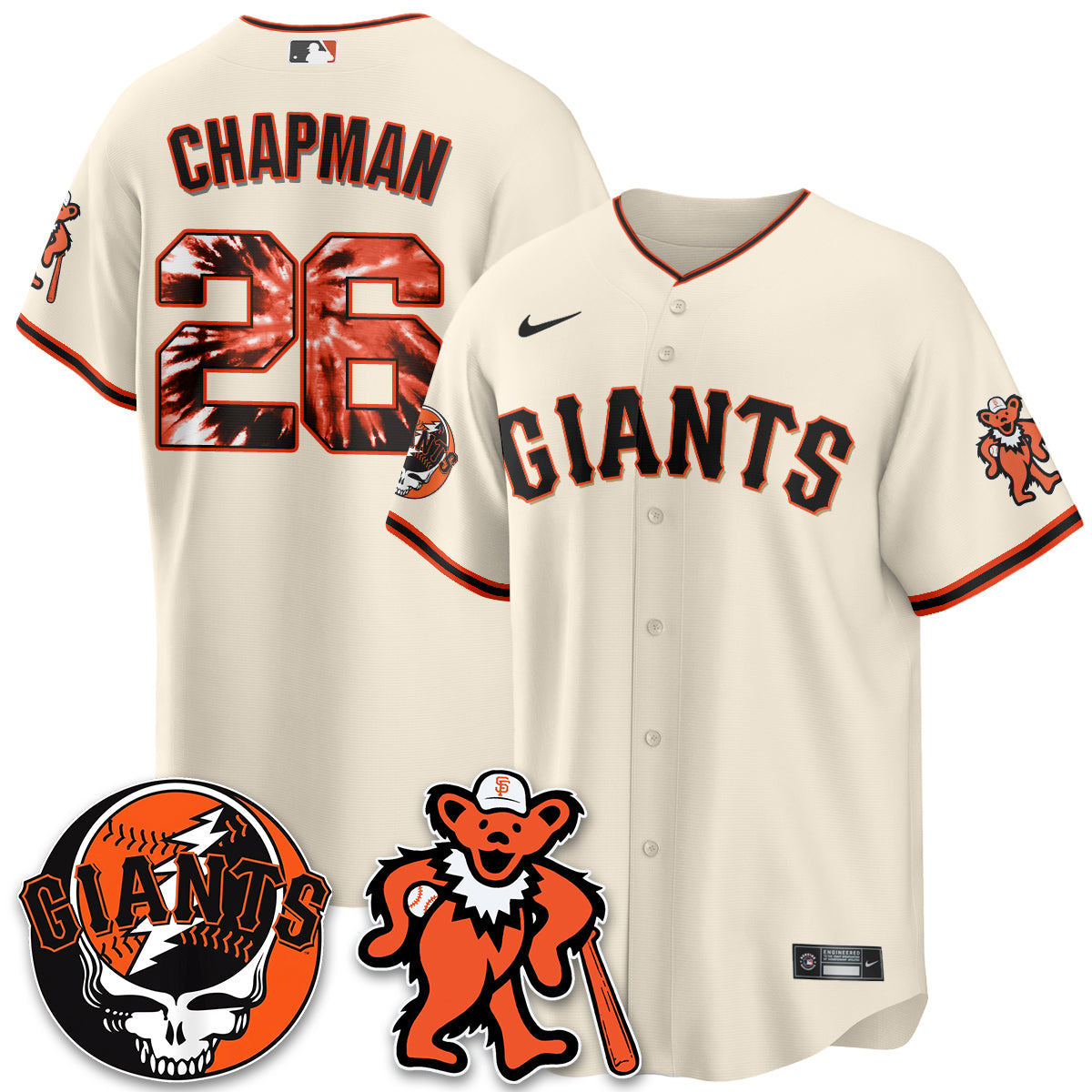 San Francisco Giants x Grateful Dead Vapor Jersey - Stitched