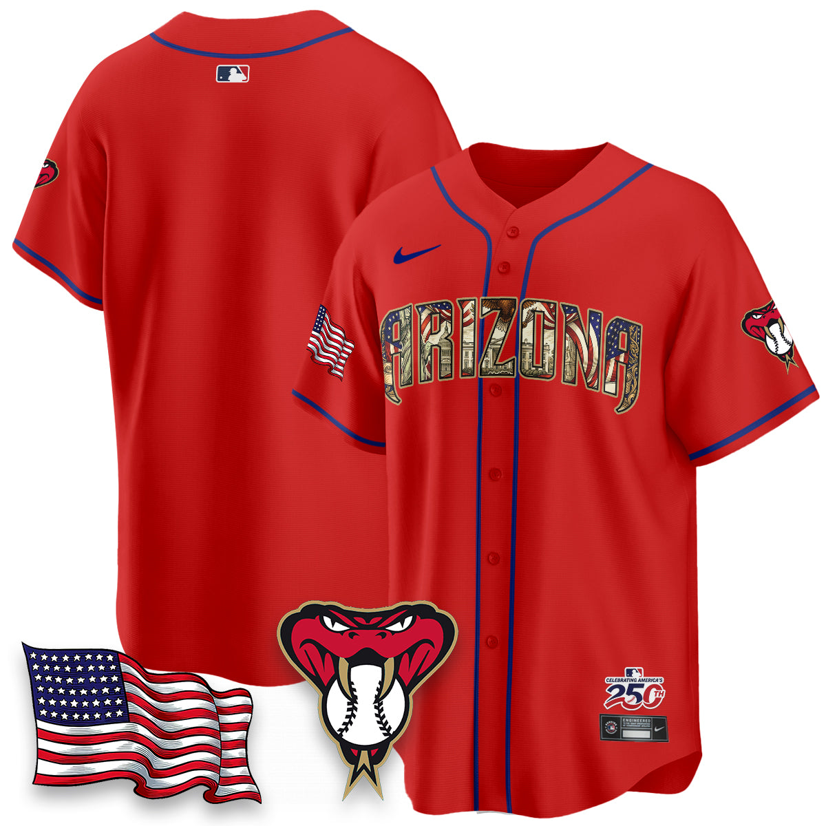 Arizona Diamondbacks 2026 Independence Day USA Vapor Limited Jersey - Stitched-NHM