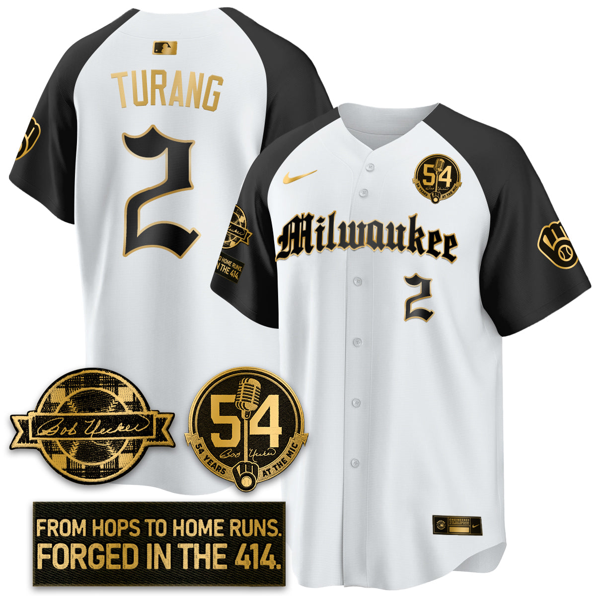 MIL Bob Uecker Patch Vapor Premier Limited Jersey - Gothic Edition - All Stitched