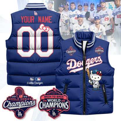 Los Angeles Dodgers Meow KT Edition Unisex Custom Puffer Vest - Printed