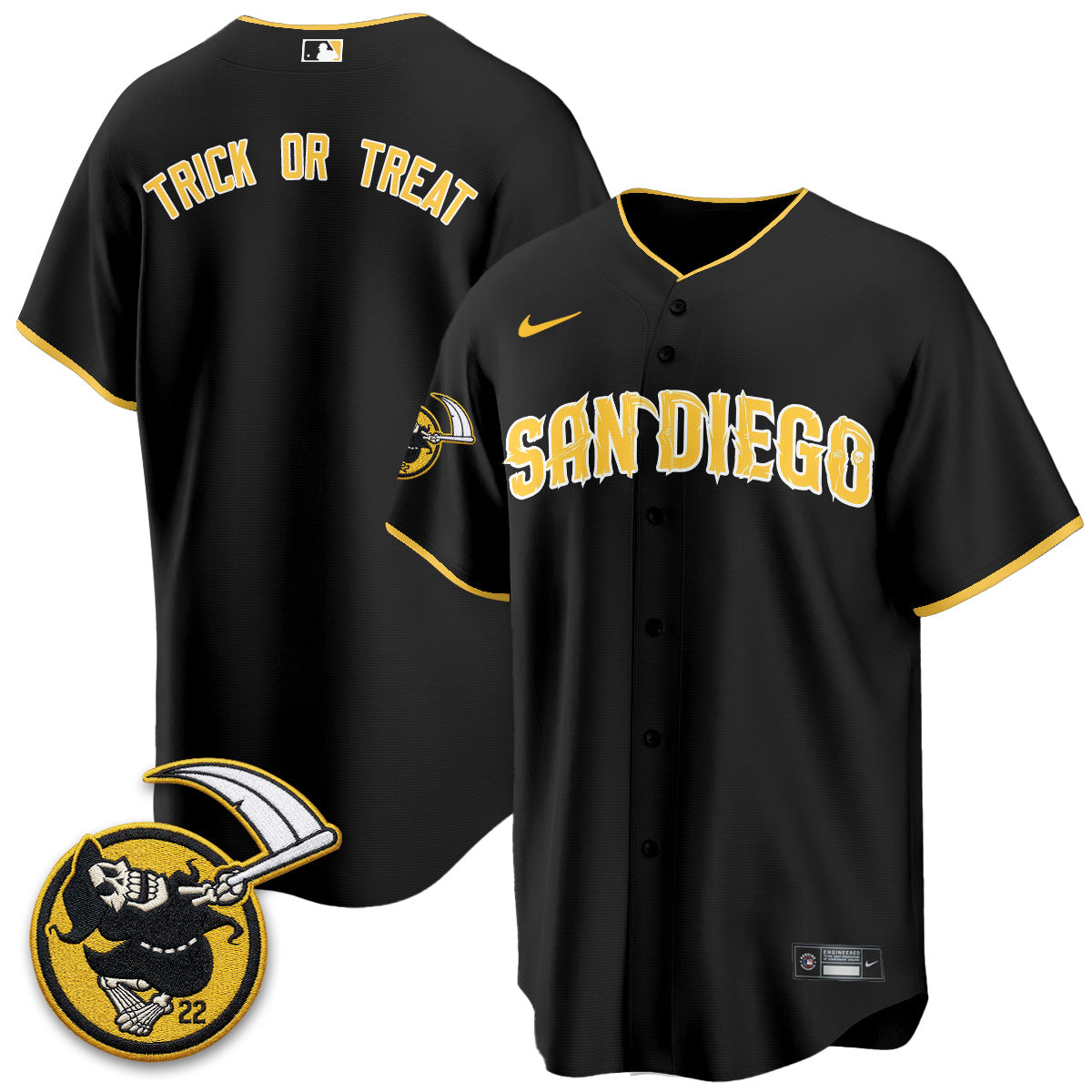 San Diego Padres x Grim Reaper Vapor Jersey - Stitched