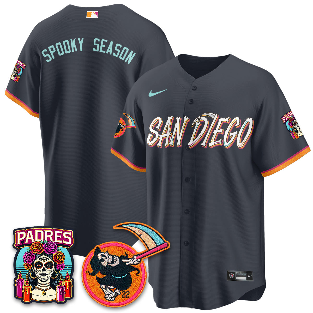 San Diego Padres x Grim Reaper Vapor Jersey - Stitched
