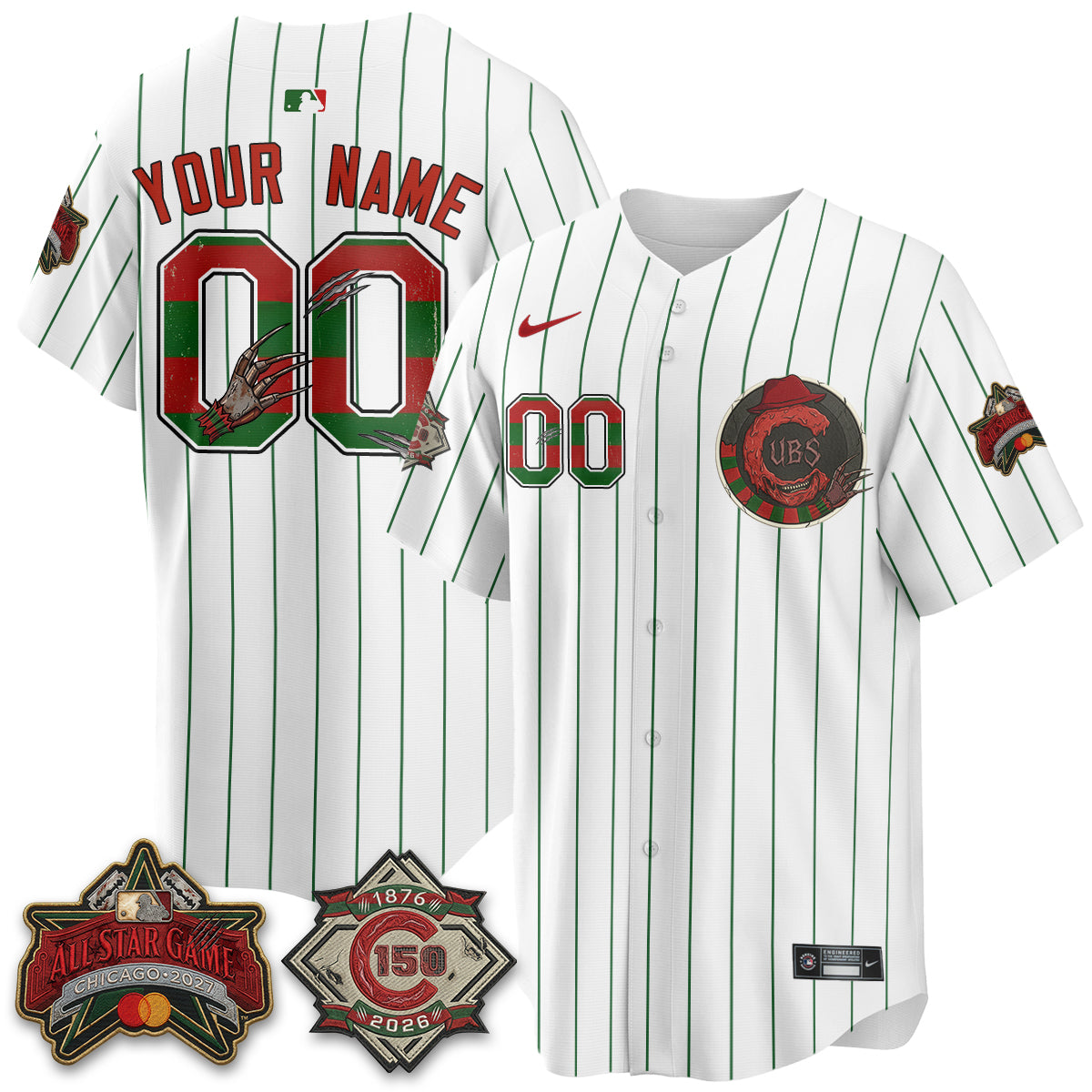 Chicago Cubs A Nightmare on Wrigley Field Edition Vapor Custom Jersey - Stitched-NHM