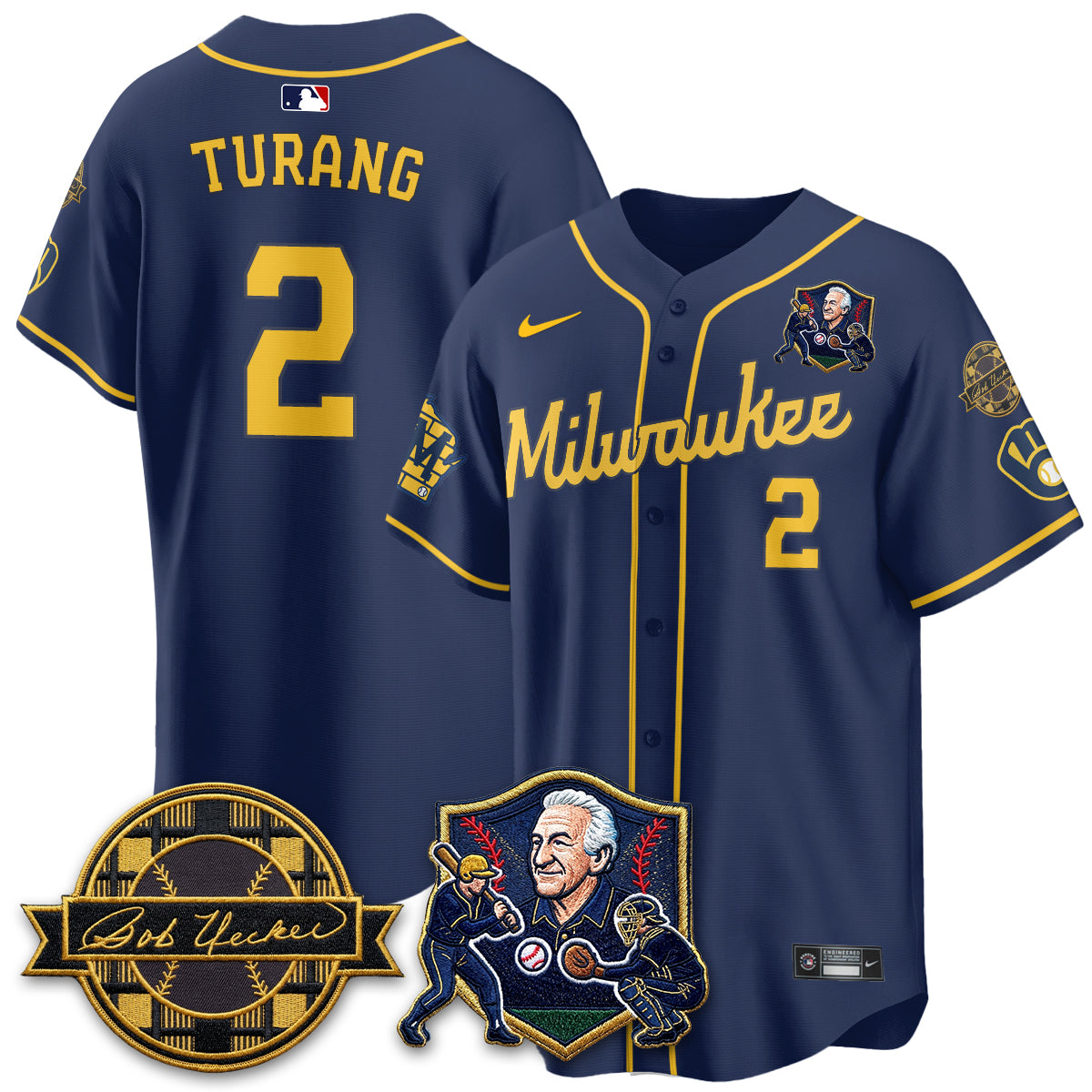 MIL Bob Uecker - 54 Seasons for Brewers' Vapor Limited Gold Jersey - All Stitched