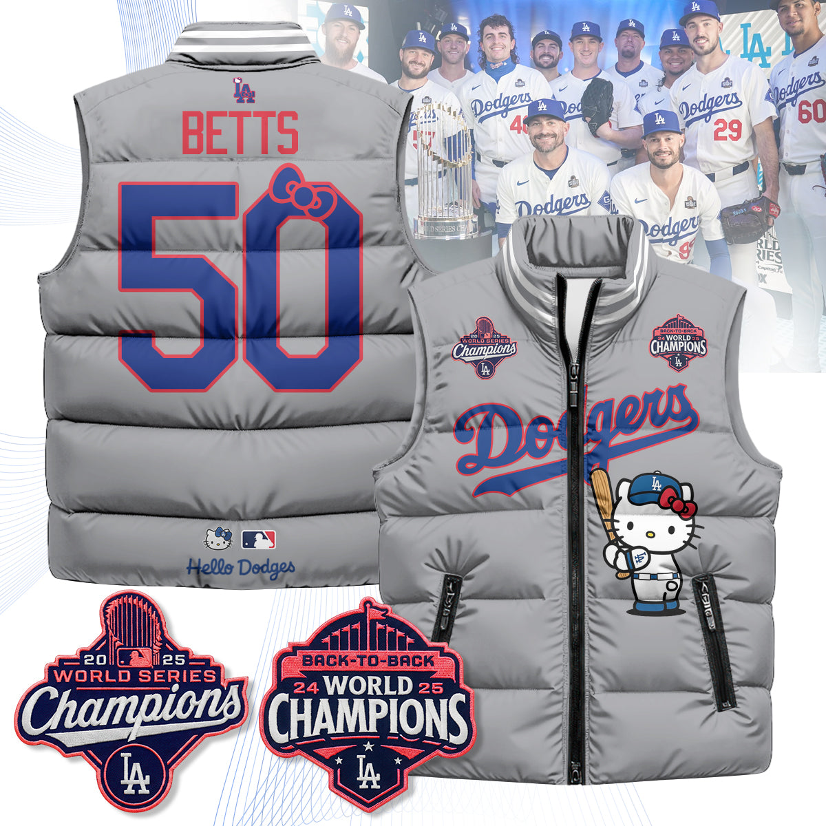 Los Angeles Dodgers Meow KT Edition Unisex Puffer Vest - Printed