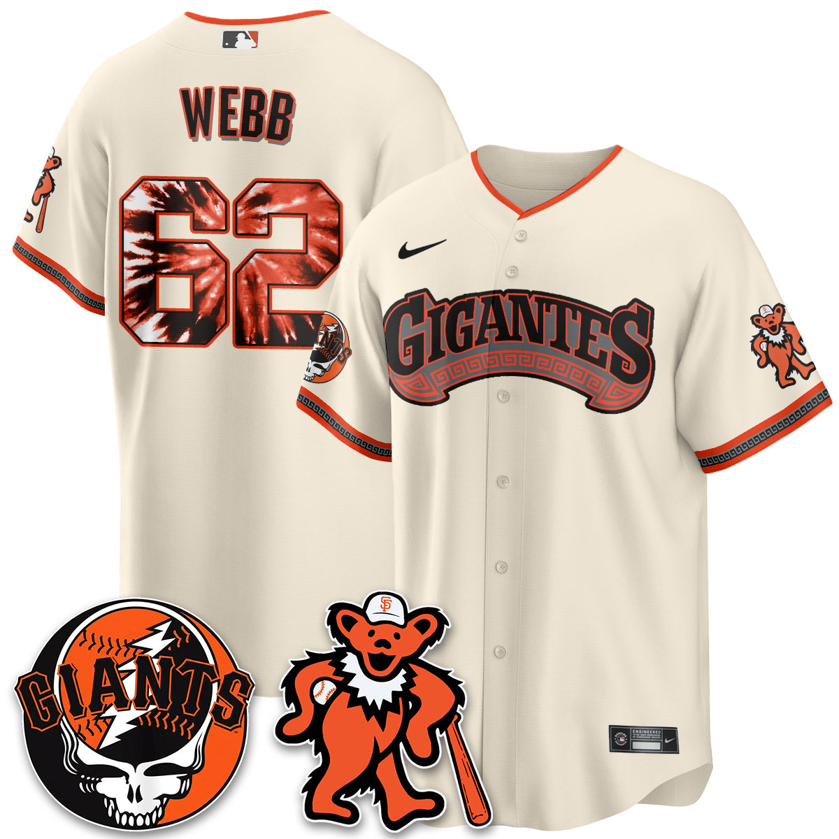 San Francisco Giants x Grateful Dead Vapor Jersey - Stitched