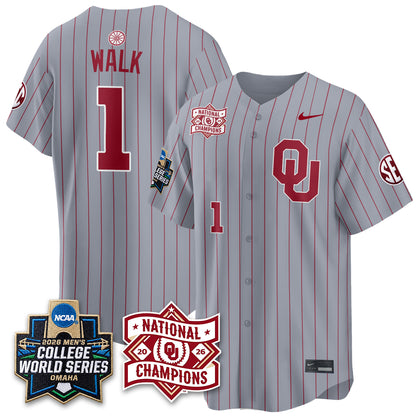 Oklahoma Sooners 2026 NCAA Baseball Men's College World Series Champions Vapor Jersey - Stitched
