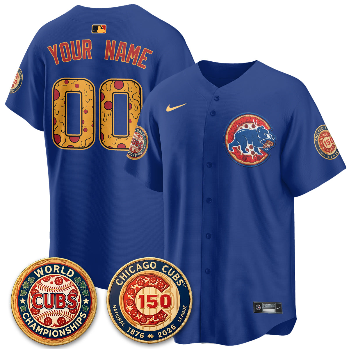 Chicago Cubs Deep Dish Pizza Vapor Limited Custom Jersey - Stitched