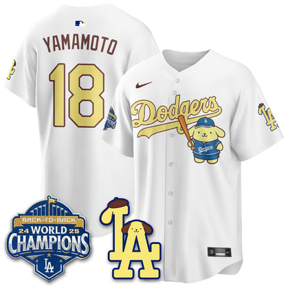Los Angeles Dodgers Pompompurin Edition Vapor Jersey - Stitched