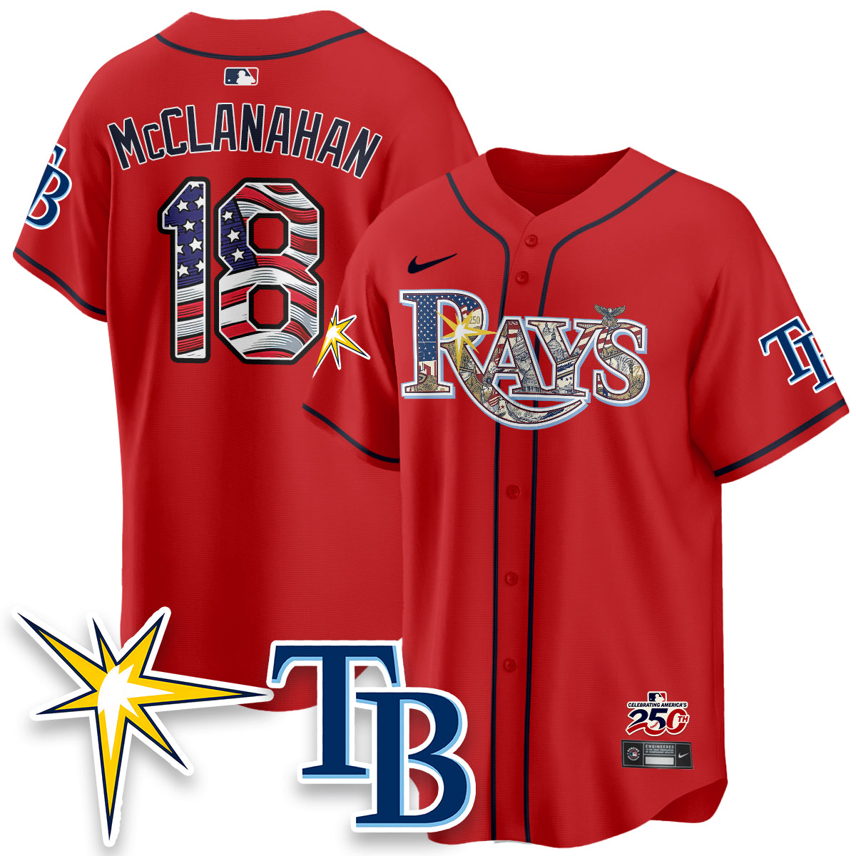 Tampa Bay Rays Independence Day USA 2026 Vapor Limited Jersey - Stitched