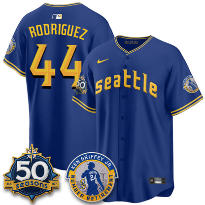SEA Ken Griffey Jr. Patch Vapor Premier Limited Jersey - All Stitched