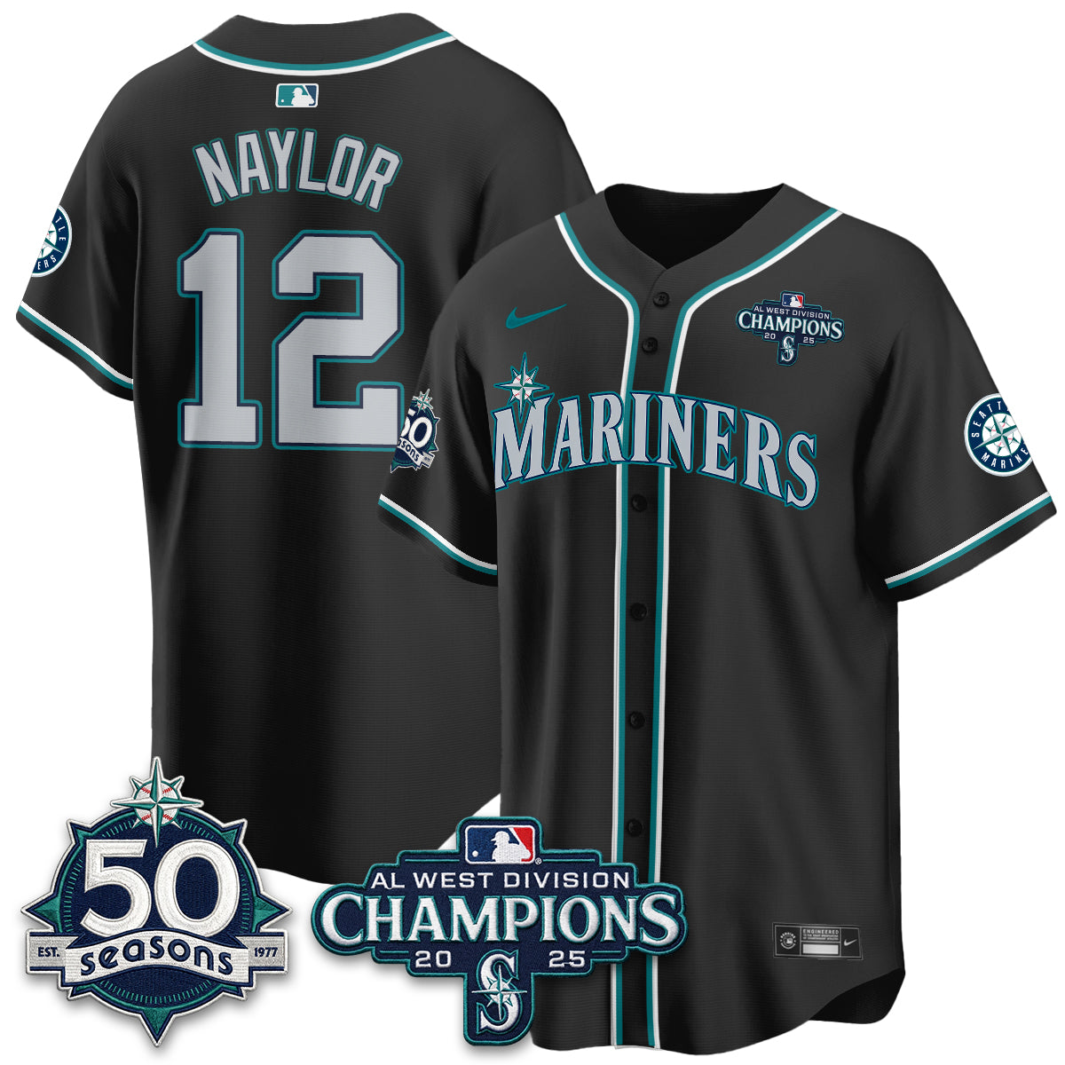Seattle Mariners 50th Anniversary Black Out Style Vapor Premier Limited Jersey - All Stitched