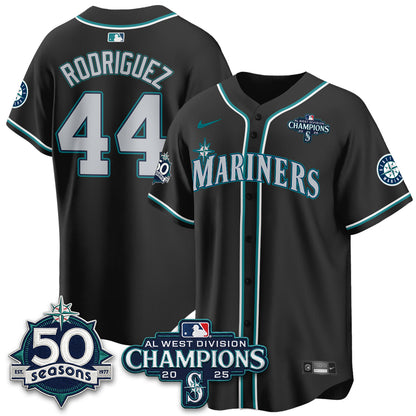 Seattle Mariners 50th Anniversary Black Out Style Vapor Premier Limited Jersey - All Stitched