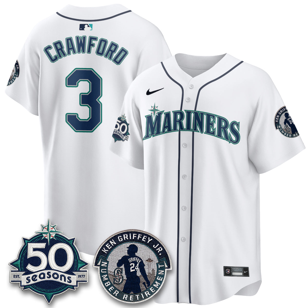SEA Ken Griffey Jr. Patch Vapor Premier Limited Jersey - All Stitched
