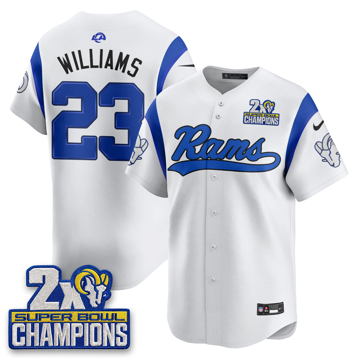 LAR 2X Champs Rivalries Baseball Vapor Jersey - Stitched