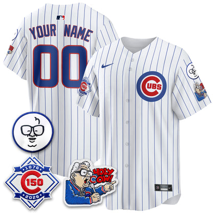 Chicago Cubs 150th Anniversary Harry Caray Holy Cow Vapor Premier Limited Custom Jersey - All Stitched V2