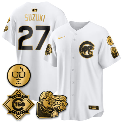 Chicago Cubs 150th Anniversary Harry Caray Holy Cow Vapor Premier Limited Jersey - All Stitched V3