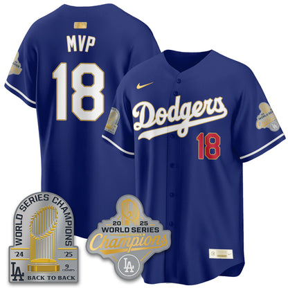 LAD Gold Collection Stadium Vapor Limited Jersey - 9x Champs - All Stitched