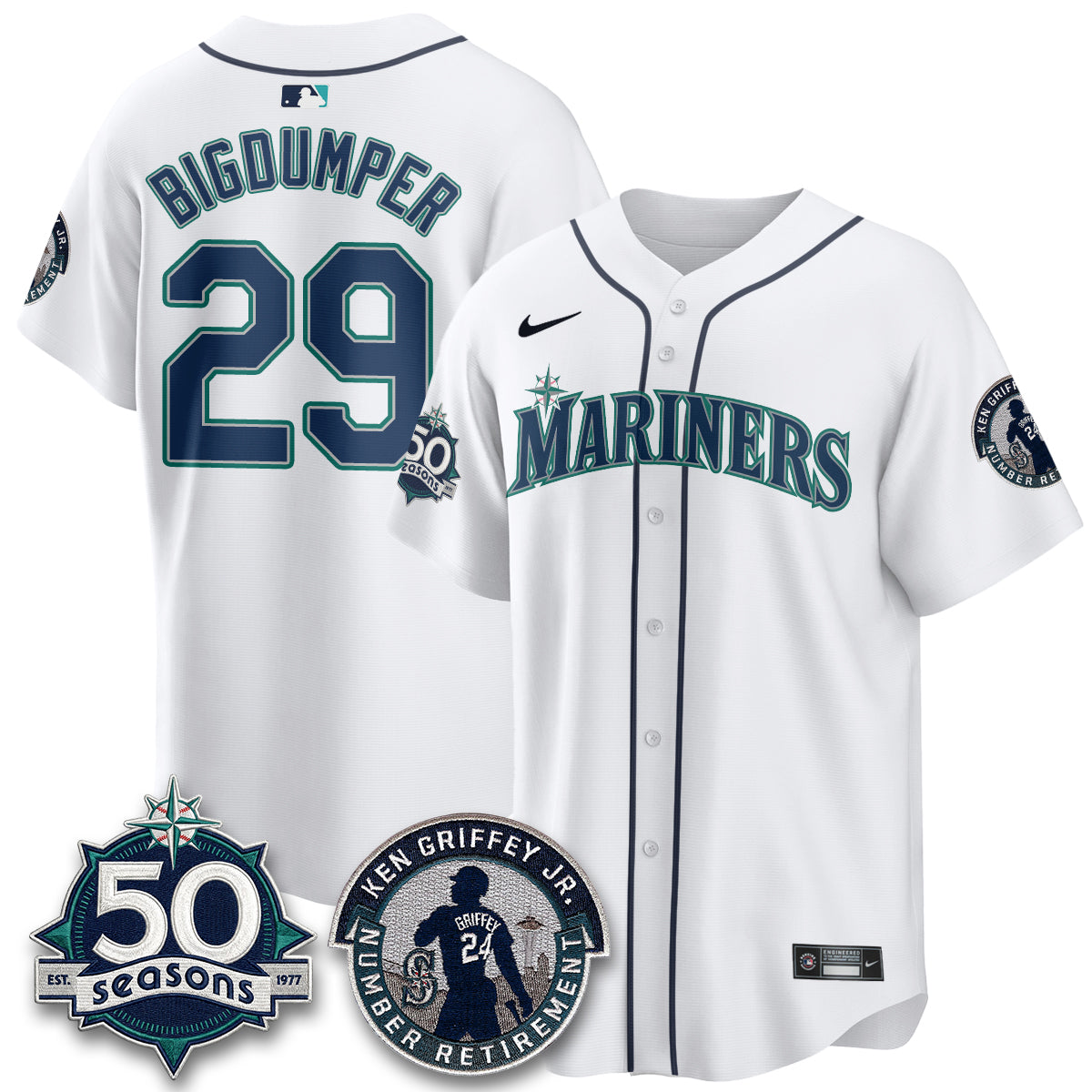 SEA Ken Griffey Jr. Patch Vapor Premier Limited Jersey - All Stitched