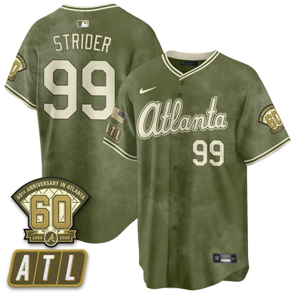 ATL New Era Olive 2026 Armed Forces Day Vapor Limited Jersey - All Stitched