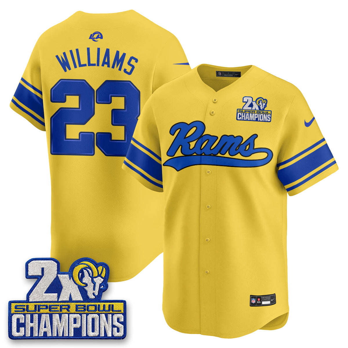 LAR 2X Champs Rivalries Baseball Vapor Jersey - Stitched
