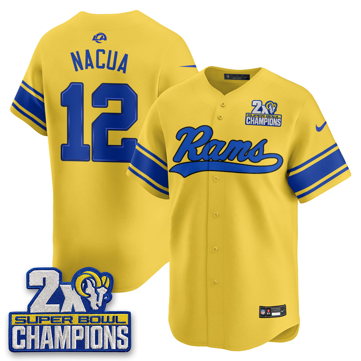 LAR 2X Champs Rivalries Baseball Vapor Jersey - Stitched