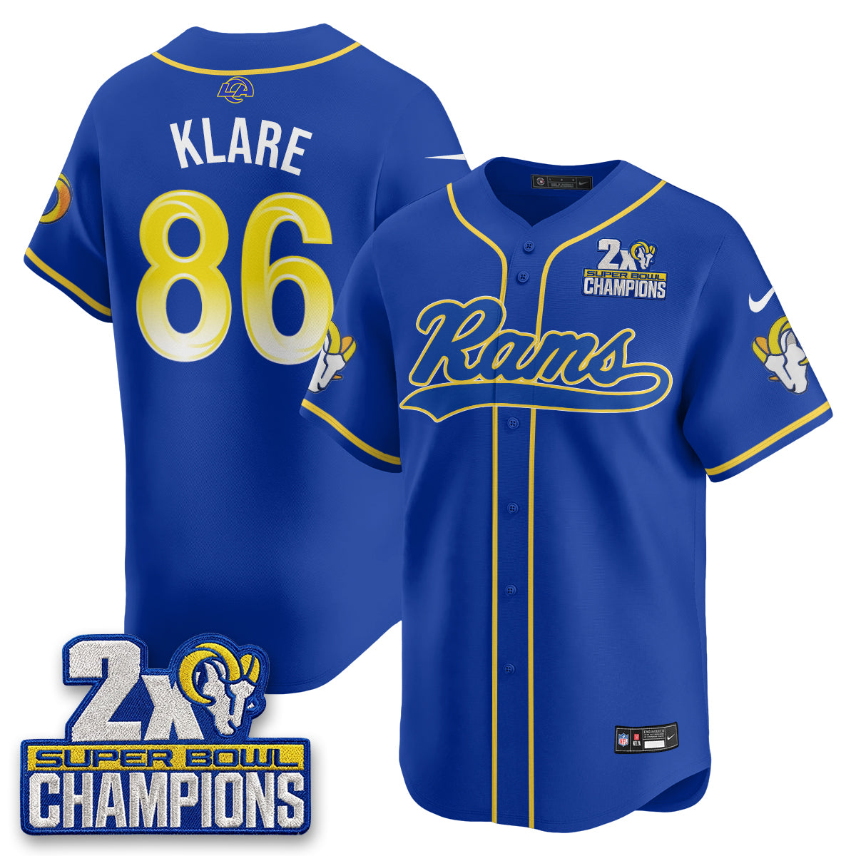 LAR 2X Champs Rivalries Baseball Vapor Jersey - Stitched