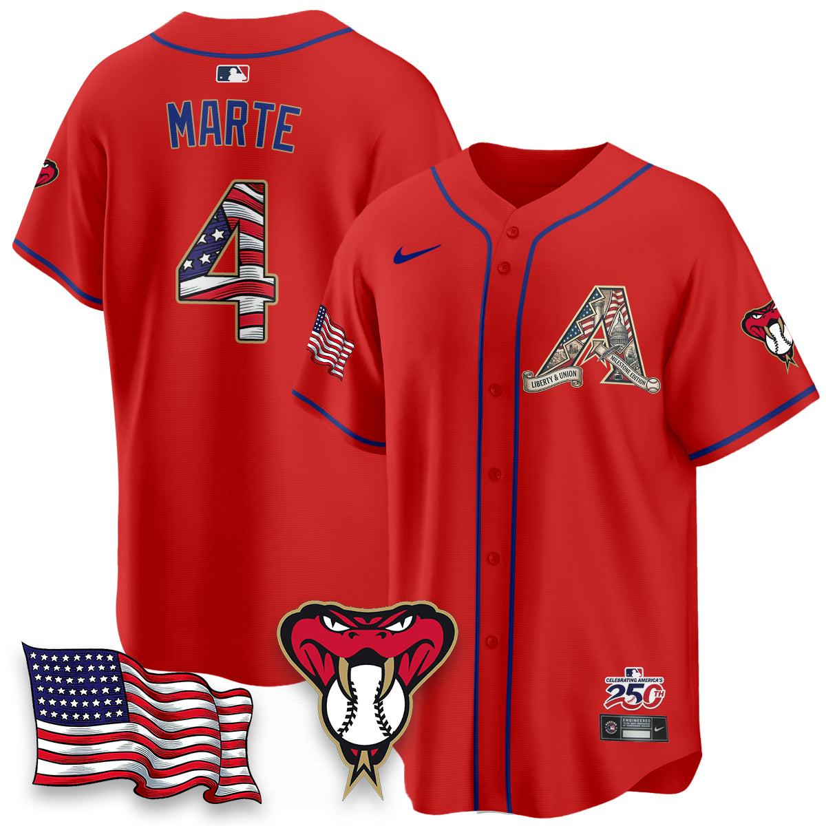 Arizona Diamondbacks 2026 Independence Day USA Vapor Limited Jersey - Stitched-NHM