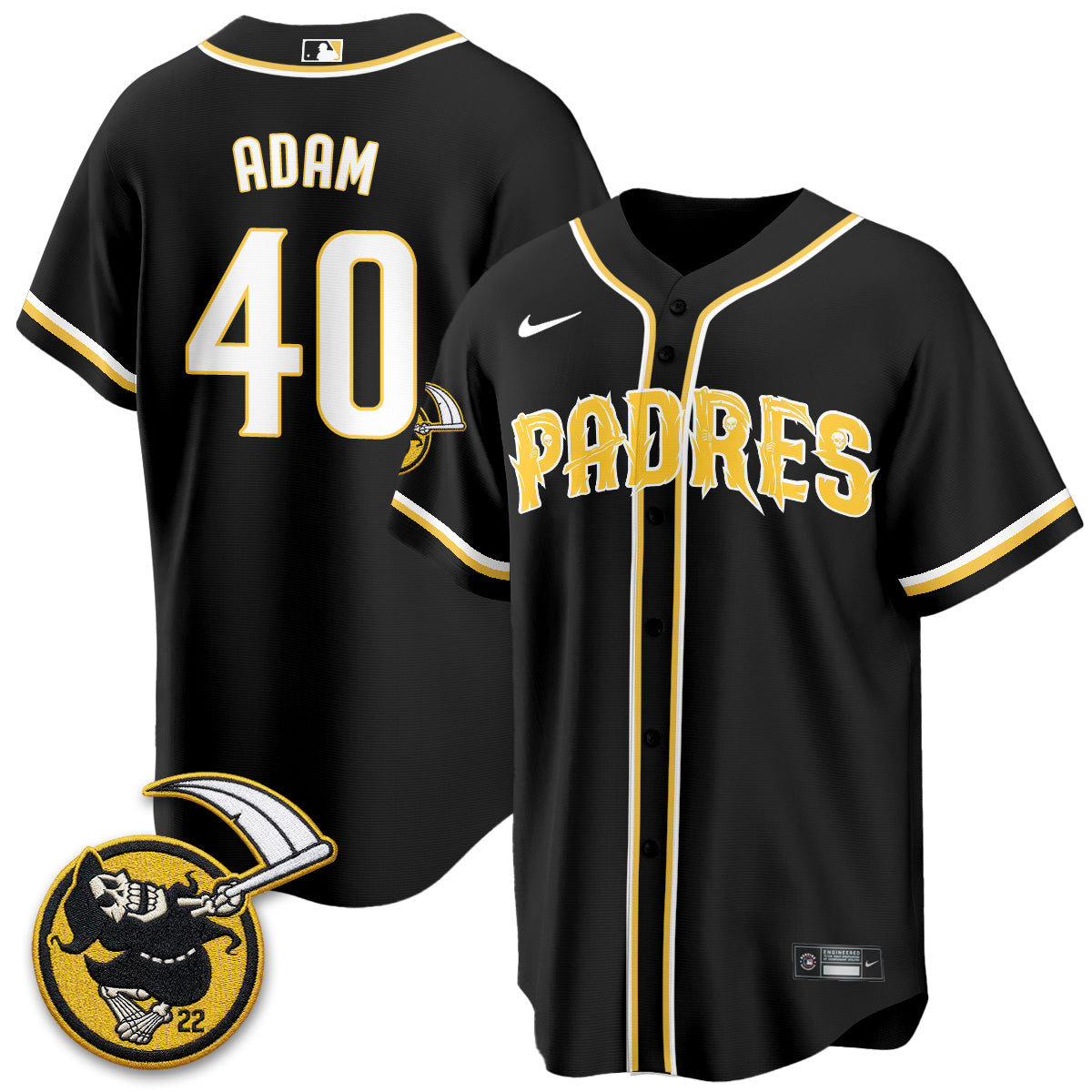 San Diego Padres x Grim Reaper Vapor Jersey - Stitched