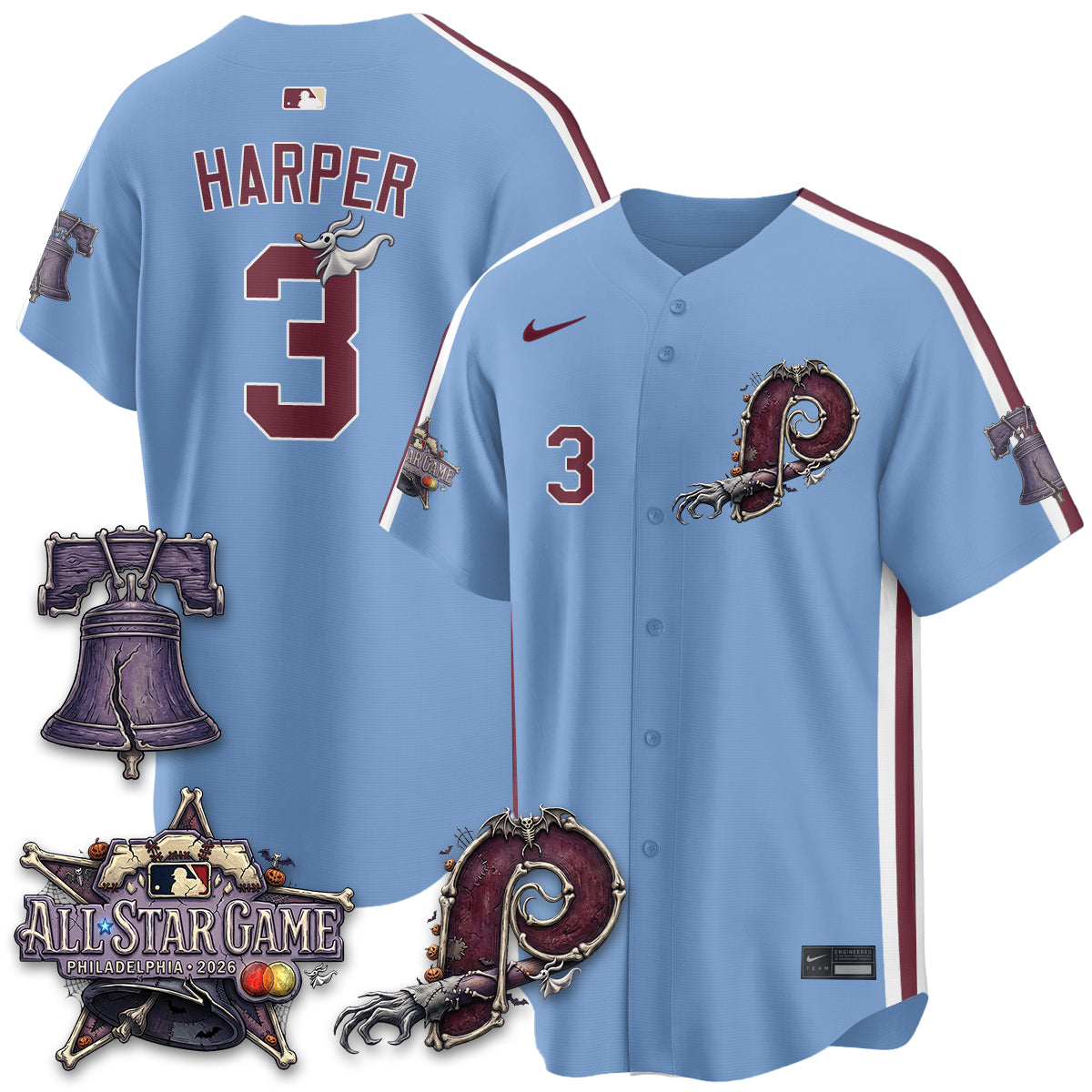 Philadelphia Phillies Nightmare Edition Vapor Jersey - Printed-NHM