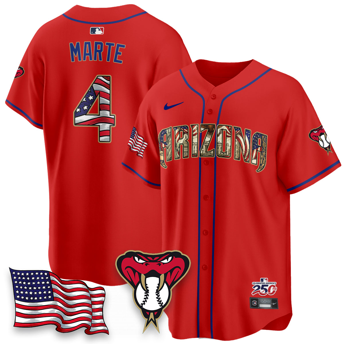 Arizona Diamondbacks 2026 Independence Day USA Vapor Limited Jersey - Stitched-NHM