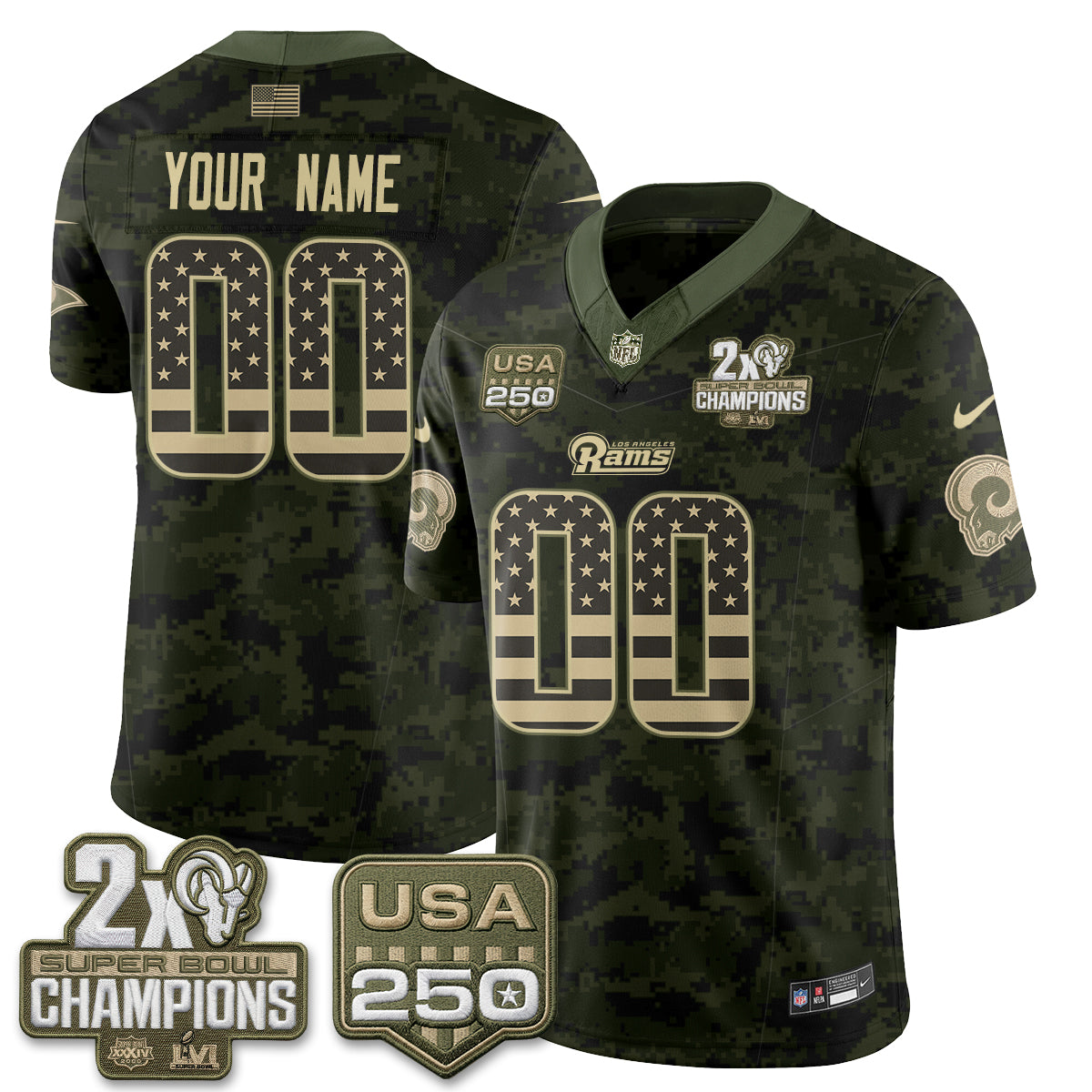 LAR 2026 Salute To Service Vapor Custom Jersey - Stitched