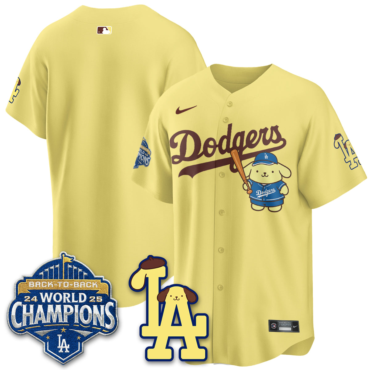 Los Angeles Dodgers Pompompurin Edition Vapor Jersey - Stitched