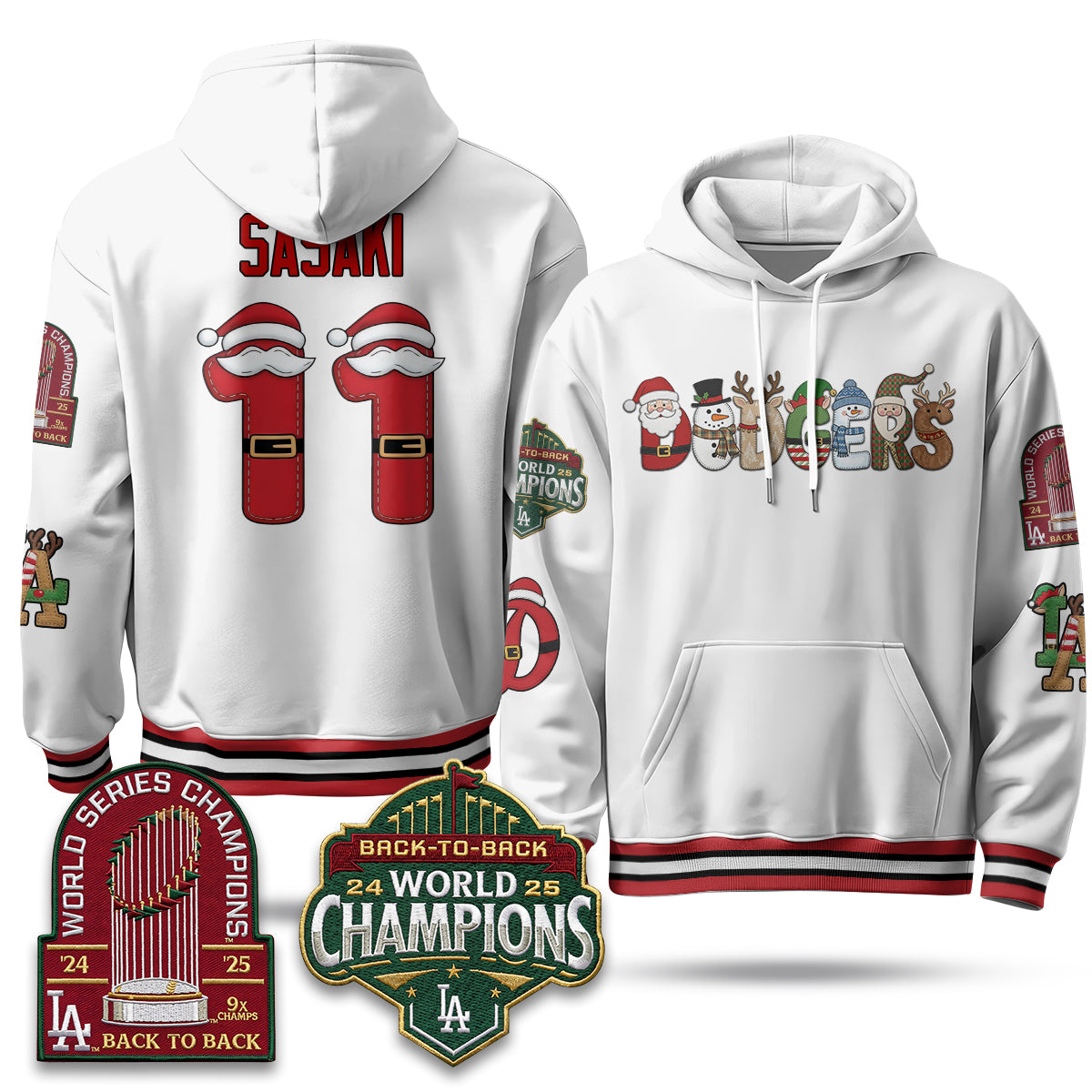Los Angeles Dodgers 2026 Xmas Edition Hoodie - Stitched