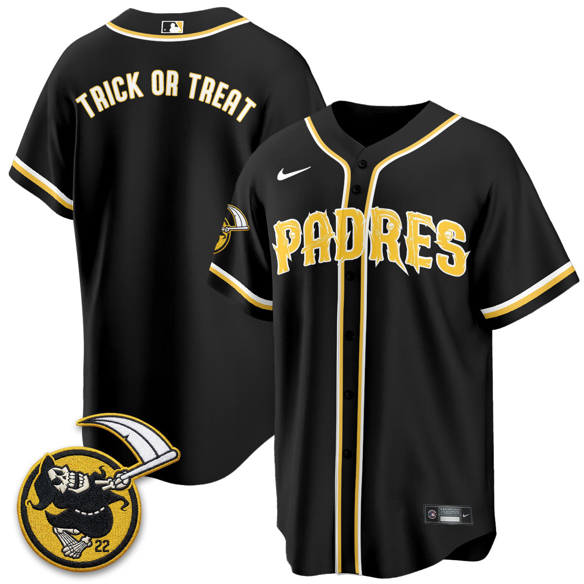 San Diego Padres x Grim Reaper Vapor Jersey - Stitched