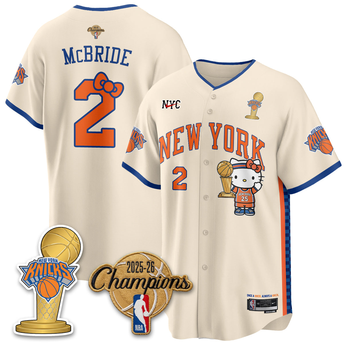 NYK 2026 NBA Champions x Meow Kitty Vapor Jersey - Stitched-NHM