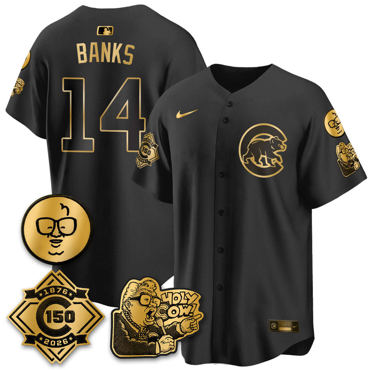 Chicago Cubs 150th Anniversary Harry Caray Holy Cow Vapor Premier Limited Jersey - All Stitched V3