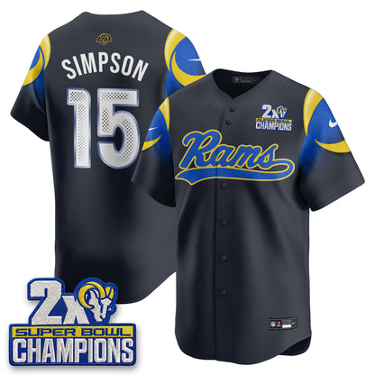 LAR 2X Champs Rivalries Baseball Vapor Jersey - Stitched