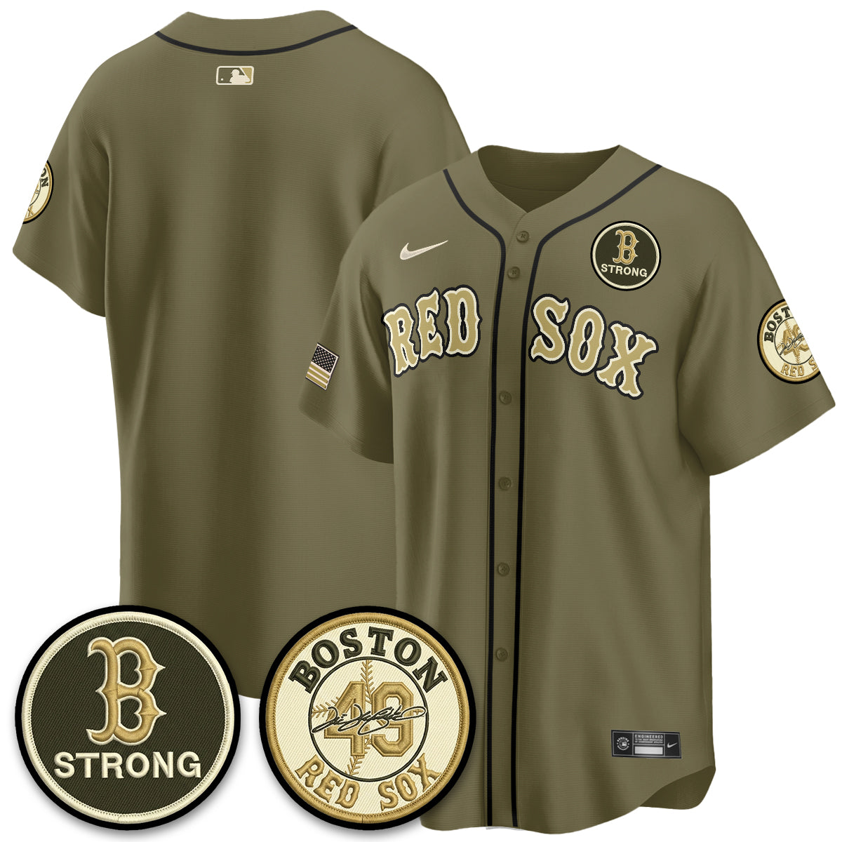 BOS New Era Olive 2026 Armed Forces Day Jersey - All Stitched