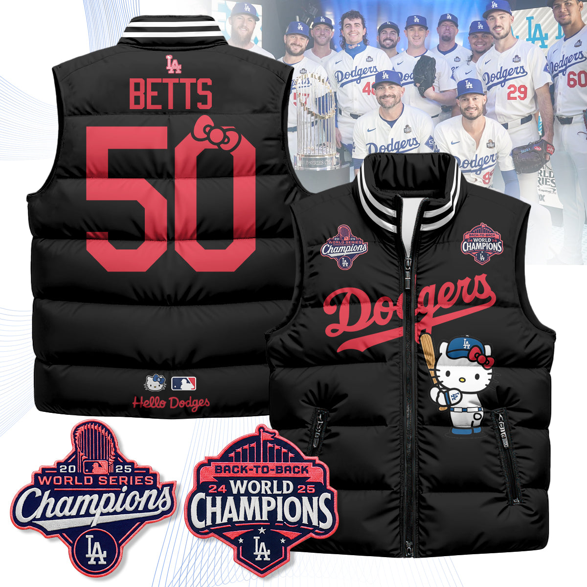 Los Angeles Dodgers Meow KT Edition Unisex Puffer Vest - Printed