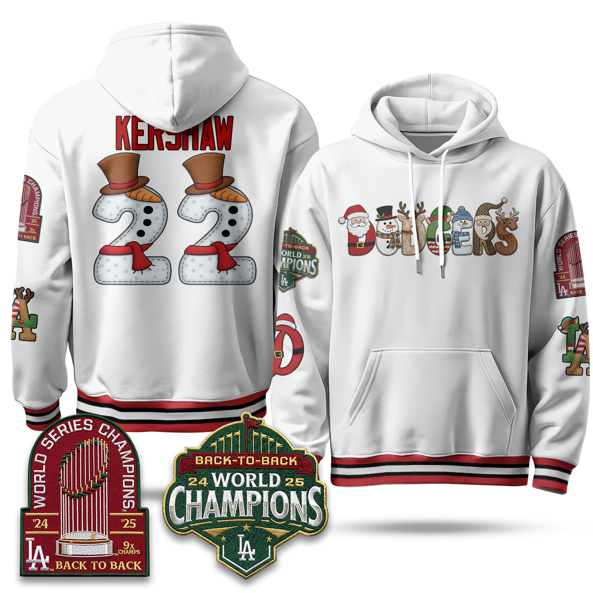 Los Angeles Dodgers 2026 Xmas Edition Hoodie - Stitched
