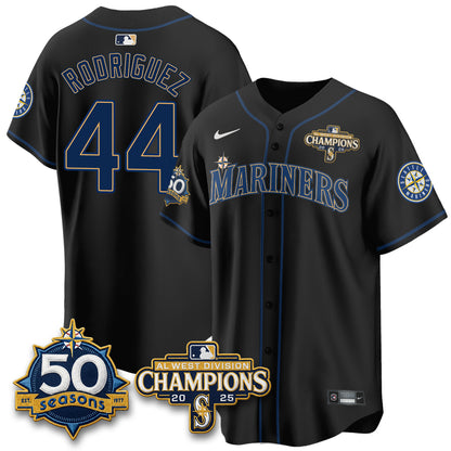 Seattle Mariners 50th Anniversary Black Out Style Vapor Premier Limited Jersey - All Stitched