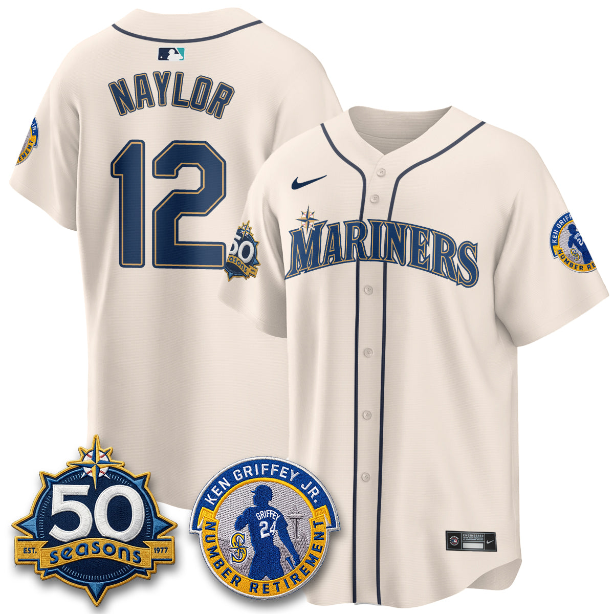 SEA Ken Griffey Jr. Patch Vapor Premier Limited Jersey - All Stitched