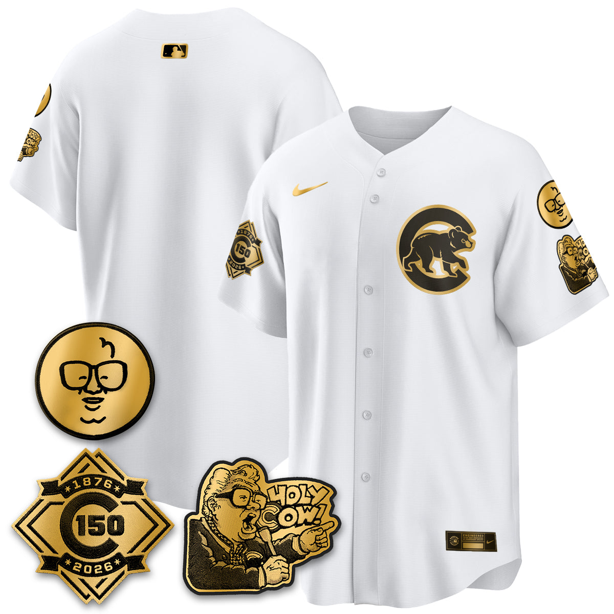 Chicago Cubs 150th Anniversary Harry Caray Holy Cow Vapor Premier Limited Jersey - All Stitched V3